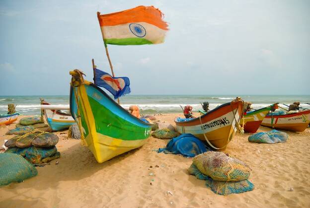 Bateaux et drapeau Chennai
